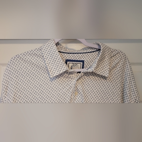 $52 Men's Jos. A. Bank White Tailored Fit Cotton Short Sleeve Polo Blue Anchors - Picture 10 of 11